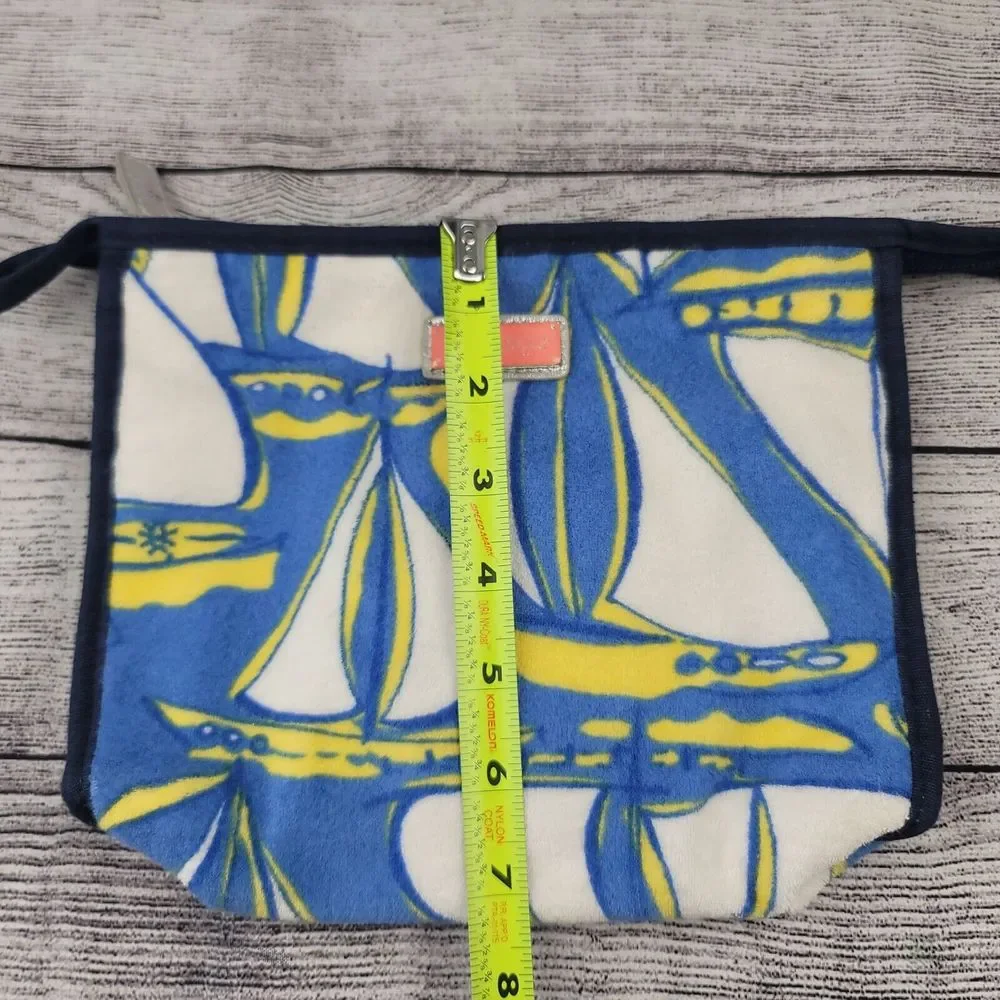 Lilly Pulitzer Sailboat Zipper Pouch Makeup Bag Blue White